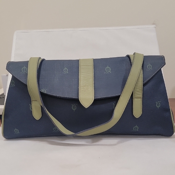 EL CABALLO NAVY & GREEN LEATHER SHOULDER STYLE HANDBAG - Picture 1 of 6